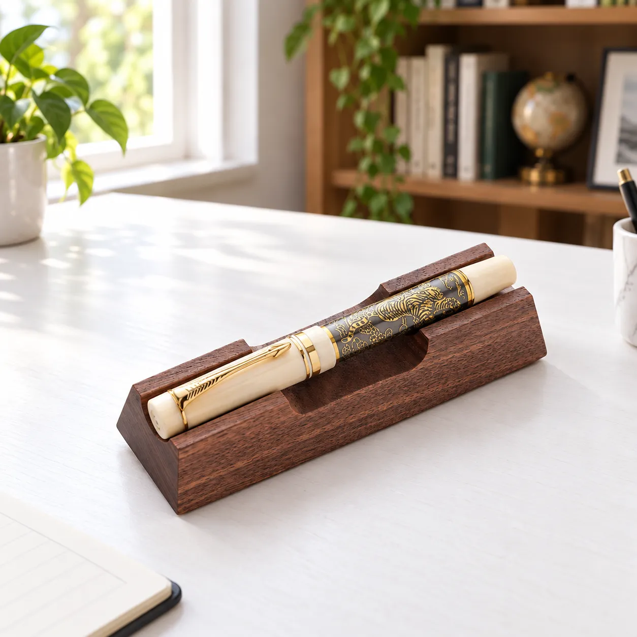 One pen resting in the single channel; pen not included