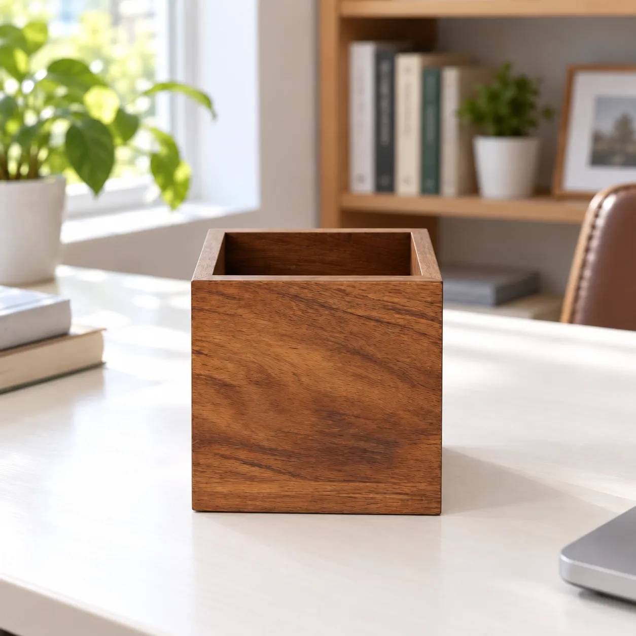 Front view of the square wooden holder